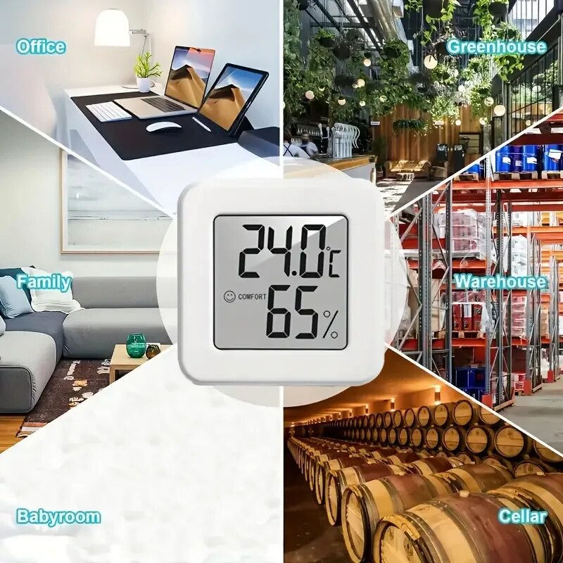 Thermometer Digital - Digitale hygrometerthermometer Binnenthermometer Temperatuurmeter Mini LCD-weerstationsensor